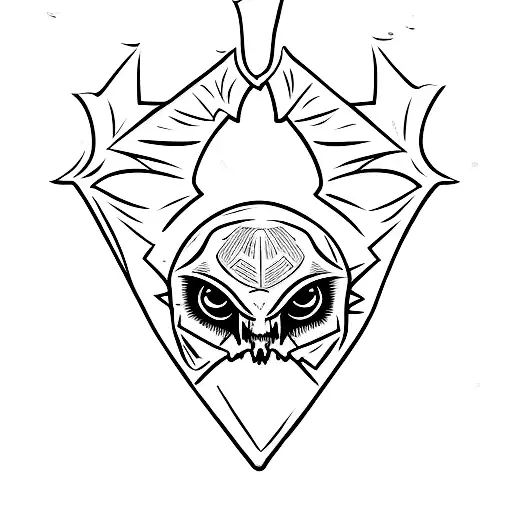 A small bat Skull with the letters EDT carved into it  tattoo design idea