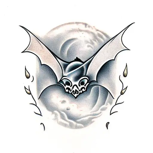 A small bat Skull with the letters EDT carved into it  tattoo design idea