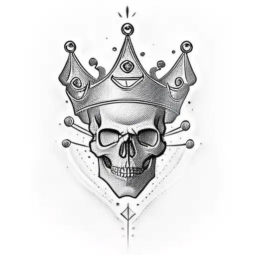 Skull with crown tattoo design idea