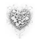 Flowers out of heart initials tattoo design idea