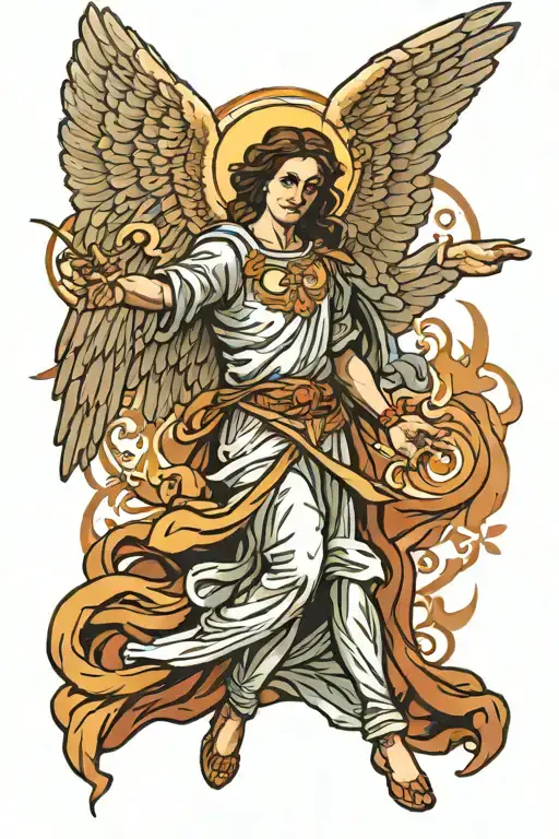 archangel Gabriel spreading wings spread wide tattoo design idea
