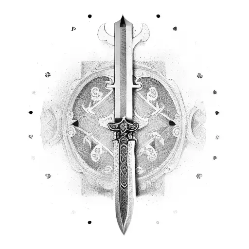 medieval sword with REVENGE tattoo design idea