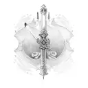 medieval sword written REVENGE tattoo design idea