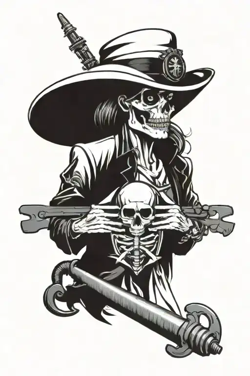 skulls cross maverick hot nurse holding syringe filled tattoo design idea