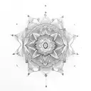 A dotwork tattoo of a mesmerizing mandala composed of elements from nature like trees, animals, and waterfalls tattoo design idea