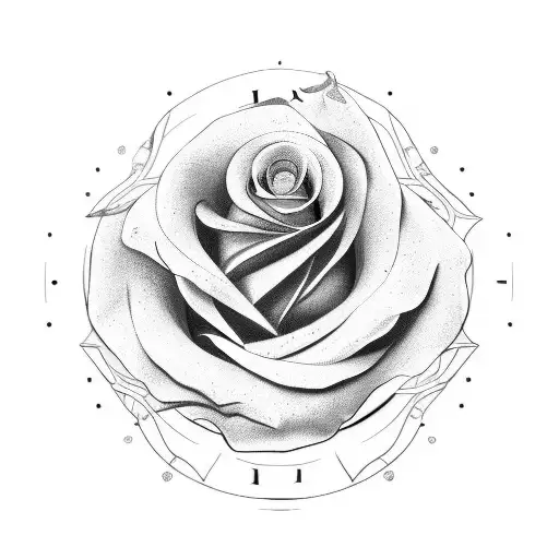 Clock Rose tattoo design idea