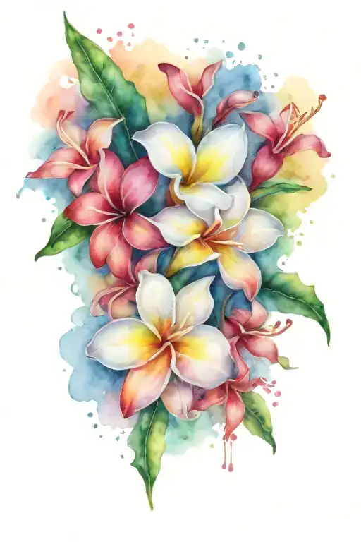 frangipani and snapdragon flower tattoo design idea
