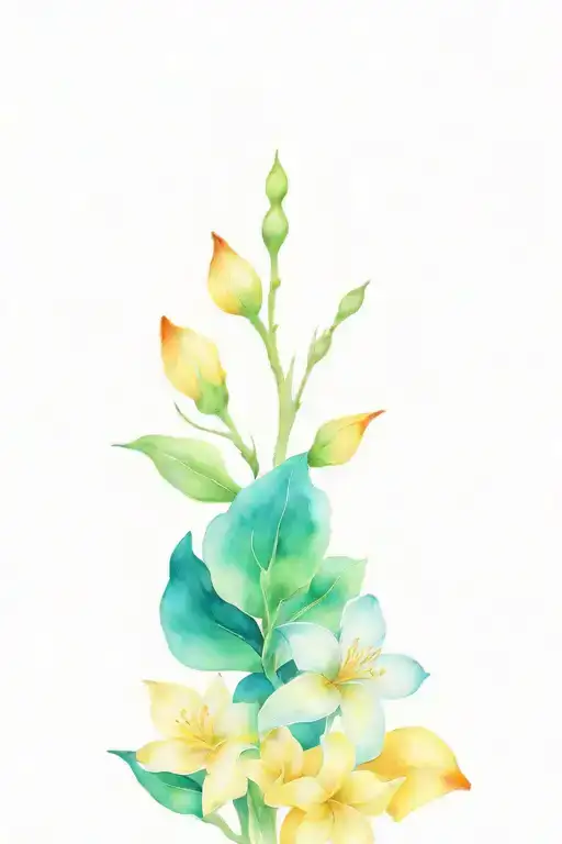 snapdragon, frangipani and rose tattoo design idea