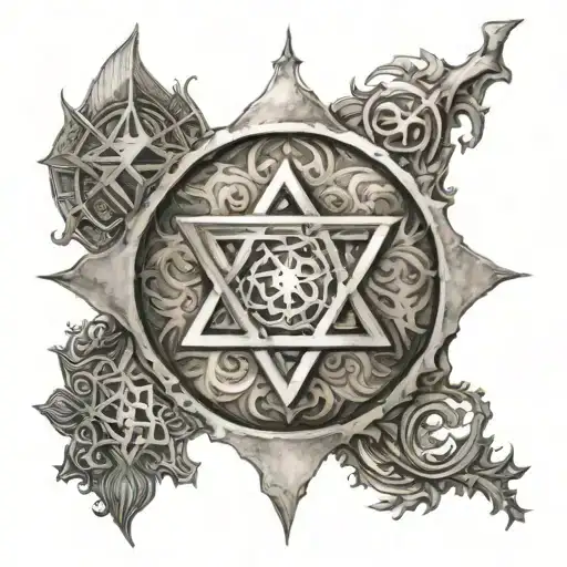 Jewish Hindu merge together in unity .  include the past present future symbol tattoo design idea