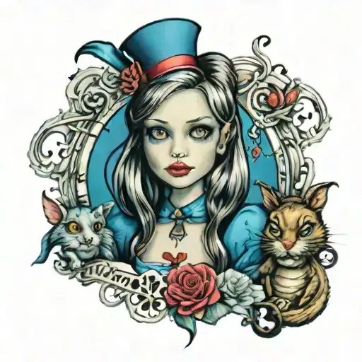 alice in wonderland tattoo design idea