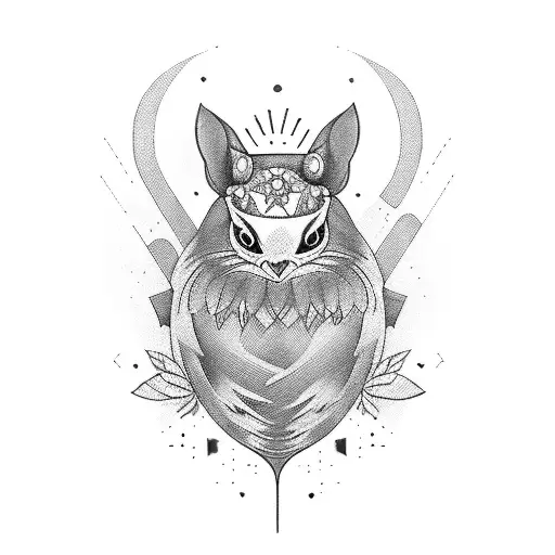 Create a black and white tattoo with a bottle of wine, two canary and a minelamp tattoo design idea