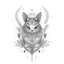 Create a black and white tattoo with a bottle of wine, two canary and a minelamp tattoo design idea