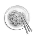 noodles on a plate with fork and ketchup  tattoo design idea