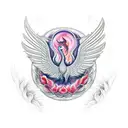 A phoenix rising from a red lotus flower, surrounded by spiritual symbols tattoo design idea