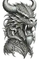 viking dragon ship head  tattoo design idea