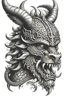 viking dragon ship head  tattoo design idea