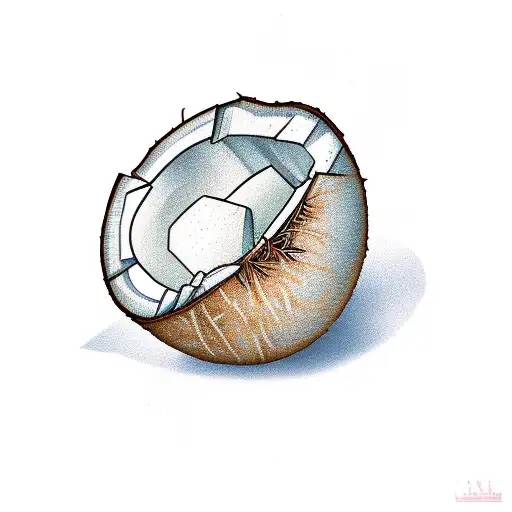 cracked coconut tattoo design idea