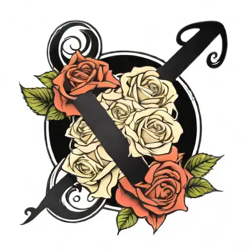 roses infinity sign tattoo design idea