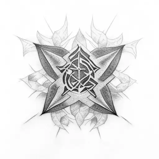 Tau cross with leaves around it tattoo design idea