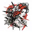 pin up girl , gangster tattoo design idea