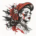 pin up girl , gangster tattoo design idea