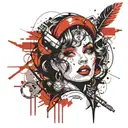 pin up girl , gangster tattoo design idea