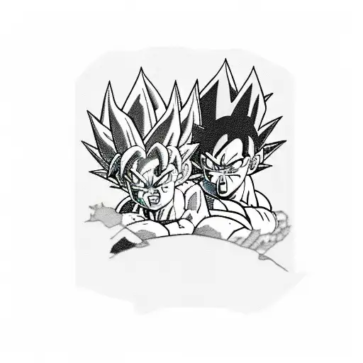 goku and vegeta fighting tattoo design idea