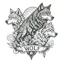 3 wolf described mom, big brother, and I as a youngest son. Mom is strong, brave and hardwork tattoo design idea