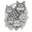 3 wolf described mom, big brother, and I as a youngest son. Mom is strong, brave and hardwork tattoo design idea