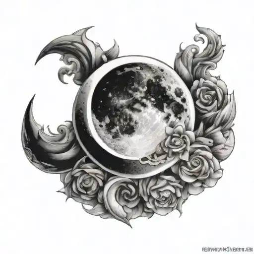 waxing crescent moon  tattoo design idea