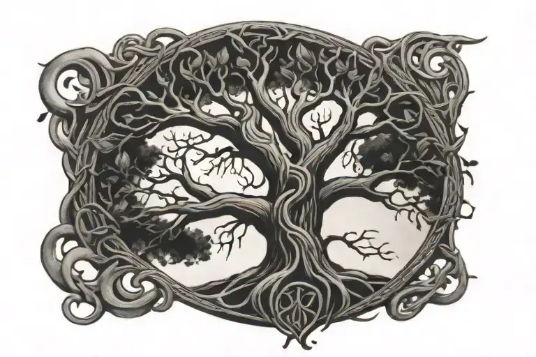 tree of life celtic roots under  tattoo design idea