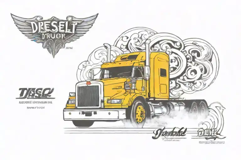 diesel truck 1985 peterbilt semi truck tattoo design idea
