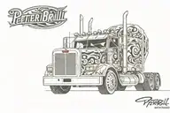 diesel truck 1985 peterbilt semi truck tattoo design idea
