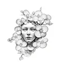 medusa with dogwood blossoms tattoo design idea