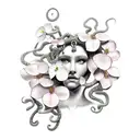 pretty medusa snakes with dogwood blossoms tattoo design idea