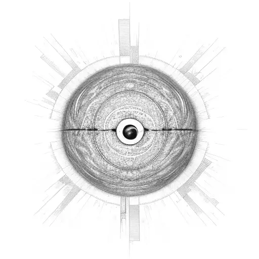  vertically placed planet half a sun and half a moon, seamlessly merging to create a meticulously detailed planets tattoo design idea