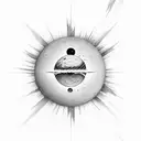  vertically oriented featuring half a sun and half a moon, seamlessly merging to create a meticulously detailed planets tattoo design idea