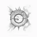  vertically oriented featuring half a sun and half a moon, seamlessly merging to create a meticulously detailed planets tattoo design idea