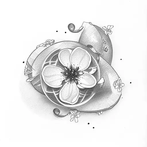 plum blossom with Letter L tattoo design idea