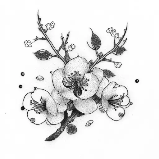 plum blossom with L letter tattoo design idea