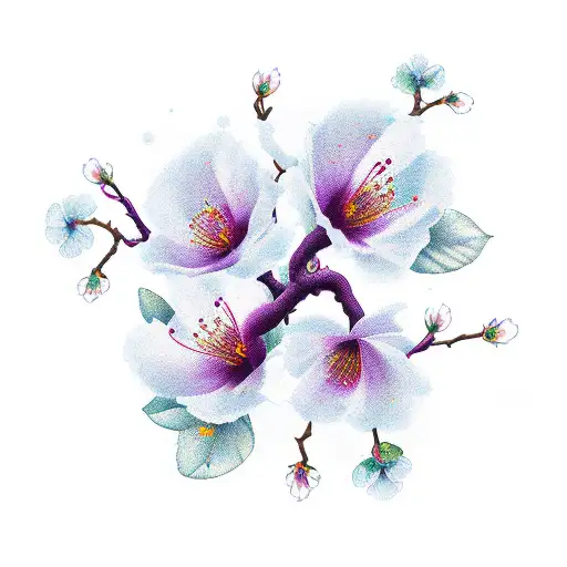 plum blossom with Letter L tattoo design idea