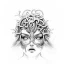 Medusa with cracked face tattoo design idea