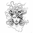 Medusa with cracked face tattoo design idea