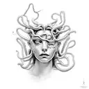 Medusa with cracked face tattoo design idea