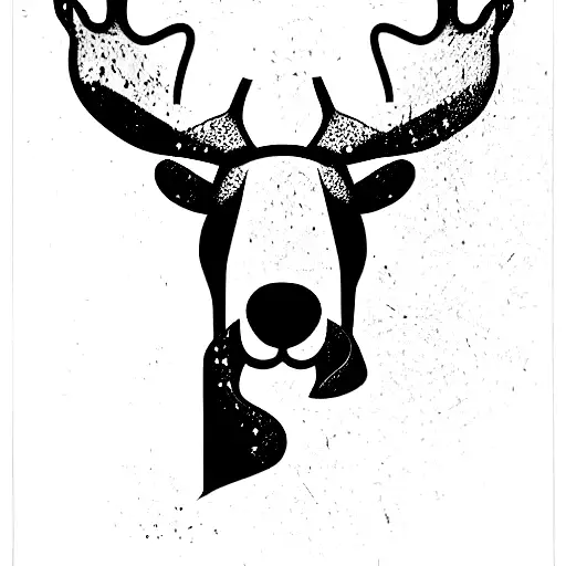 cartoon moose profile outline with dog paw print and the letters RCS and PTS tattoo design idea