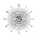 repeating fractal clock tattoo design idea