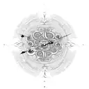 repeating fractal clock tattoo design idea