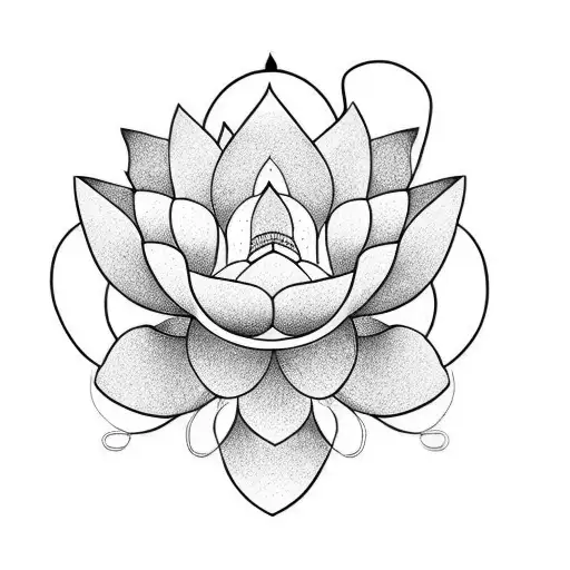 A beautiful lotus flower growing out of a medical caduceus tattoo design idea