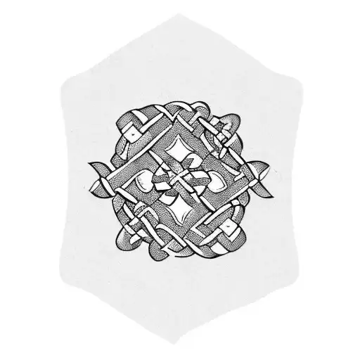 ukrainian folk pattern and celtic pattern tattoo design idea