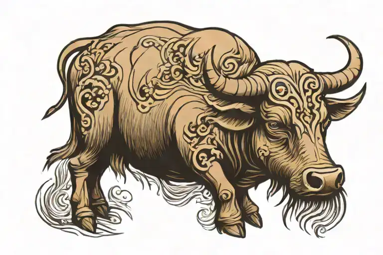 water buffalo tattoo design idea